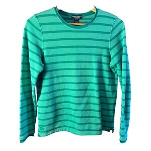 SOLD-Lauren Jeans Co Ralph Lauren Green Striped French Terry Long Sleeve Top